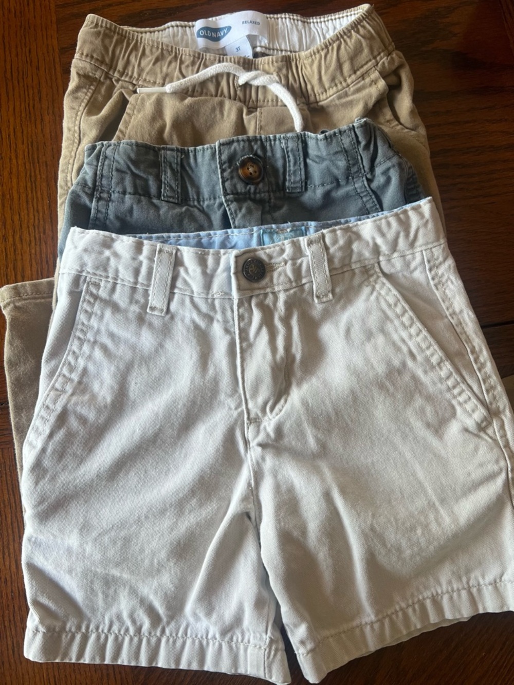 3T Boys Shorts in Cream, Gray and Tan